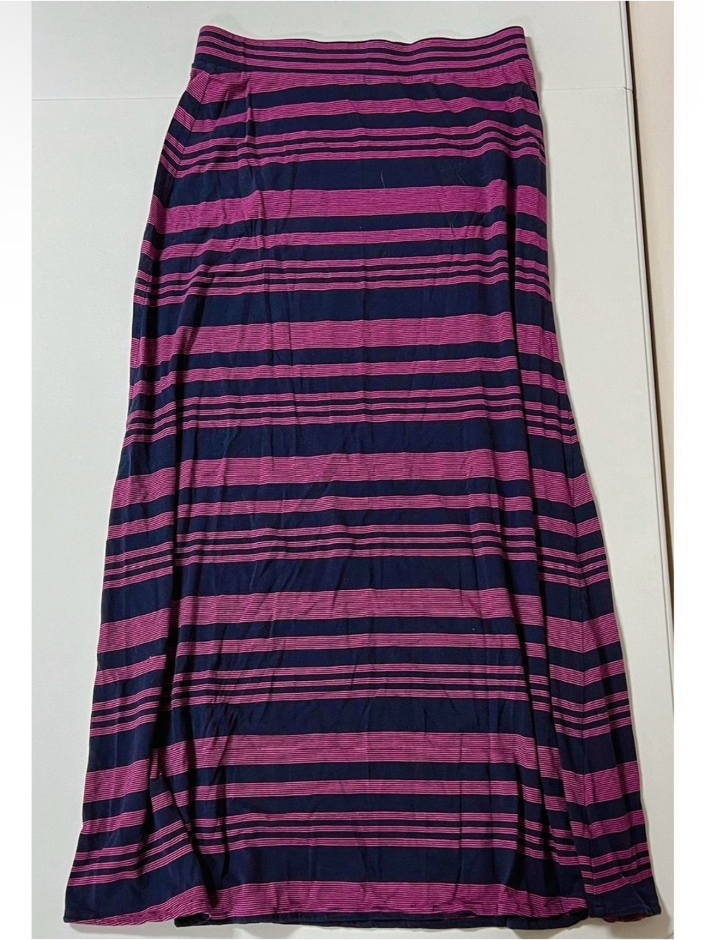 Crown & Ivy Navy Blue Magenta Pink Striped Maxi Skirt Bottoms Size S 💙🩷✨ #summer